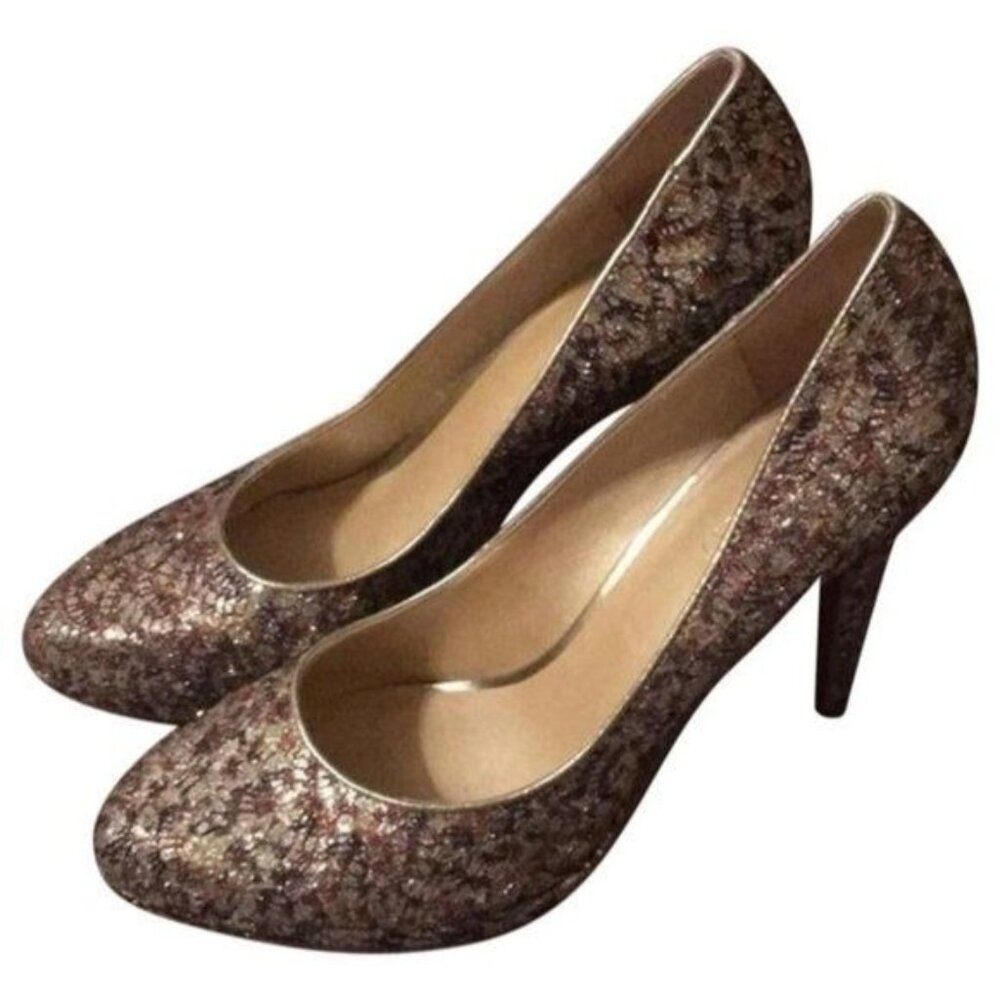 *Nine West Silver Bronze Pewter ROCHA Sparkle Pump